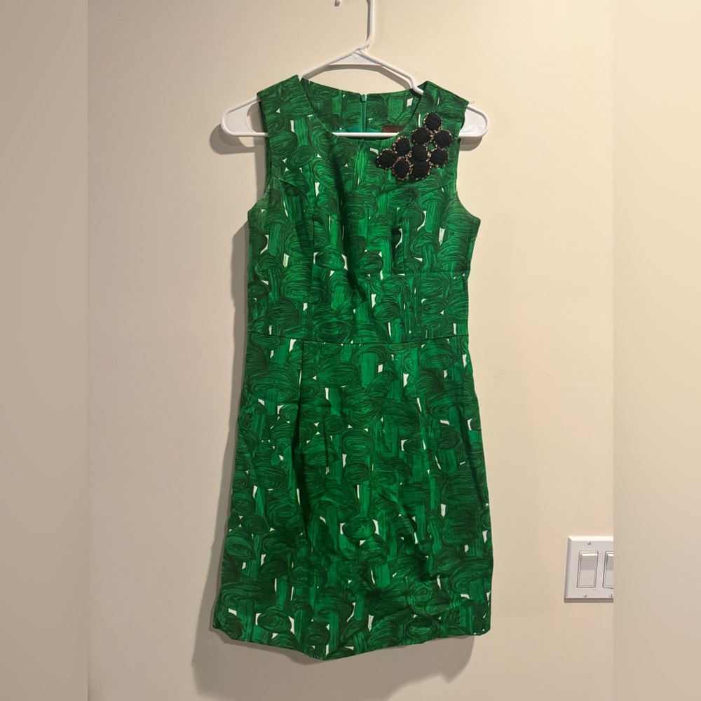 Prairie New York Green Embellished Sheath Midi Dress